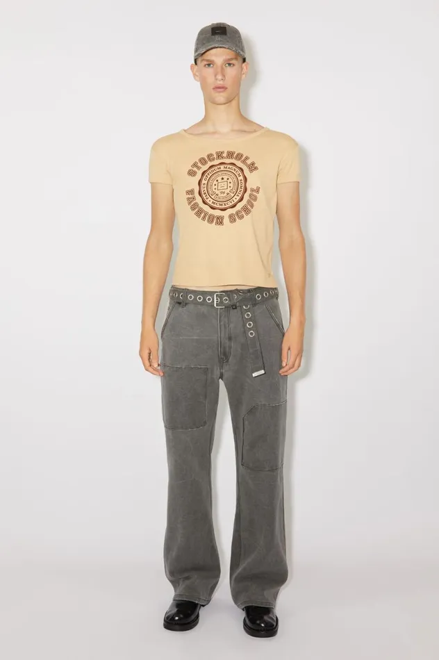 Acne Studios Logo Tshirt 8211 Fitted Fit Biscuit Beige Men Tshirts