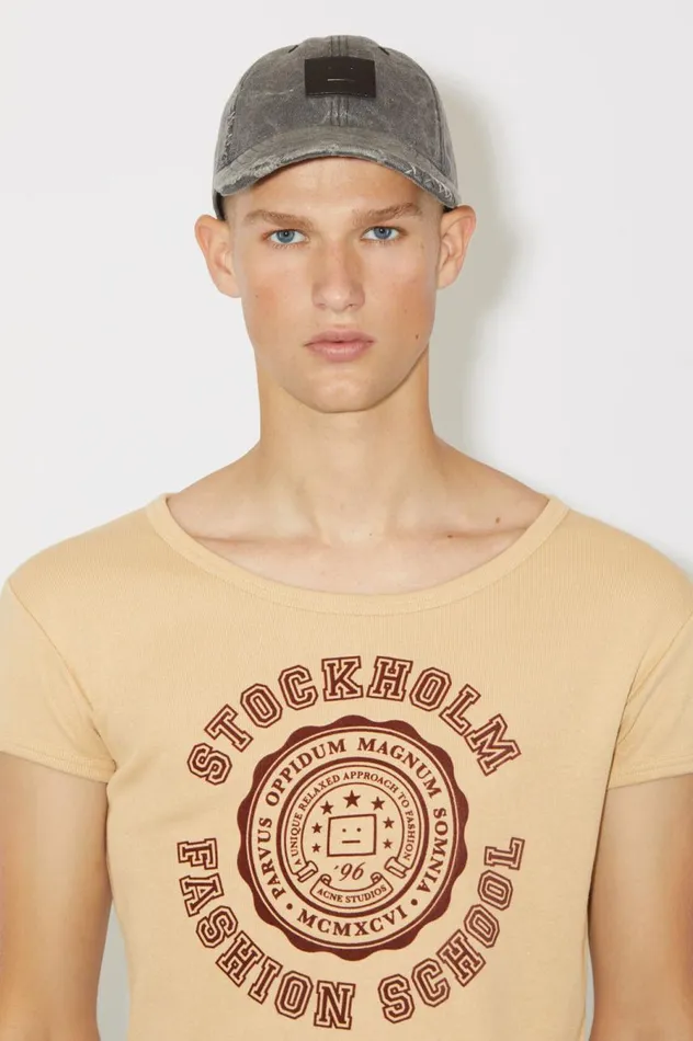 Acne Studios Logo Tshirt 8211 Fitted Fit Biscuit Beige Men Tshirts
