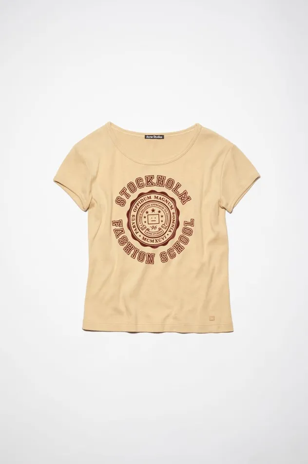 Acne Studios Logo Tshirt 8211 Fitted Fit Biscuit Beige Men Tshirts