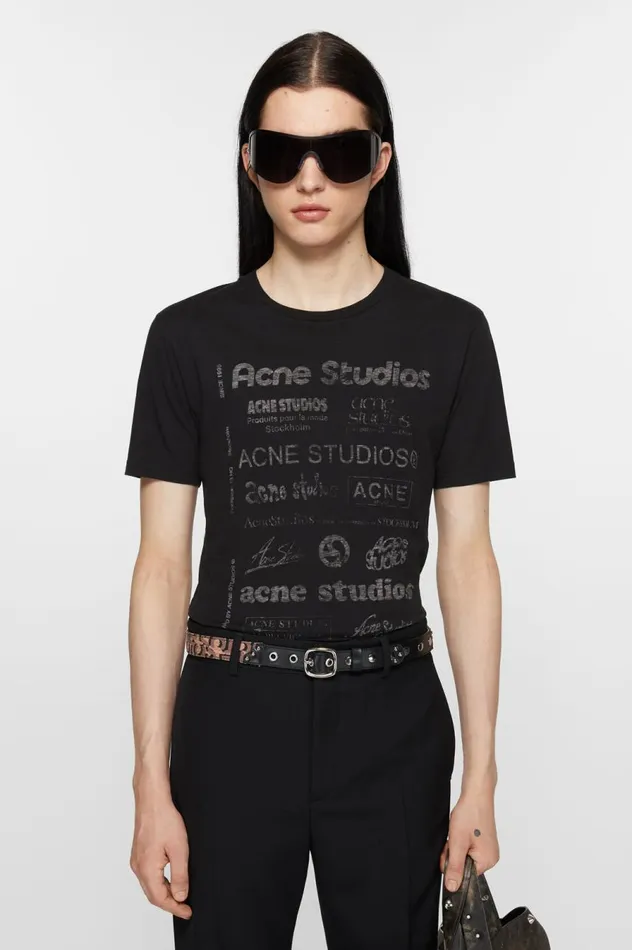 Acne Studios Logo Tshirt 8211 Relaxed Fit Black Women Tshirts