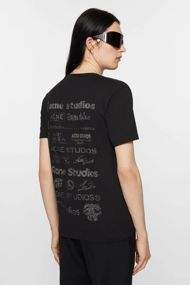 Acne Studios Logo Tshirt 8211 Relaxed Fit Black Women Tshirts