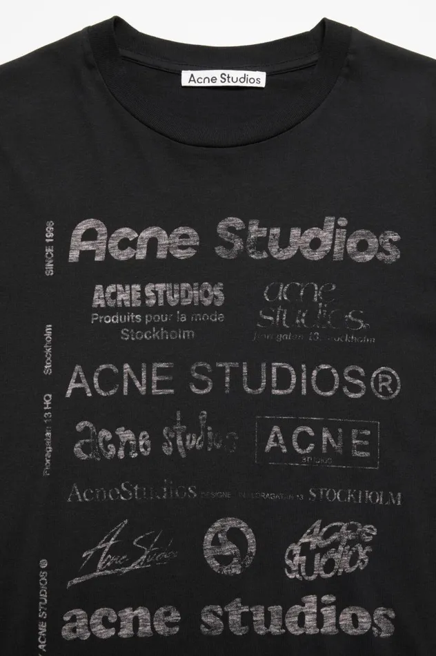 Acne Studios Logo Tshirt 8211 Relaxed Fit Black Women Tshirts