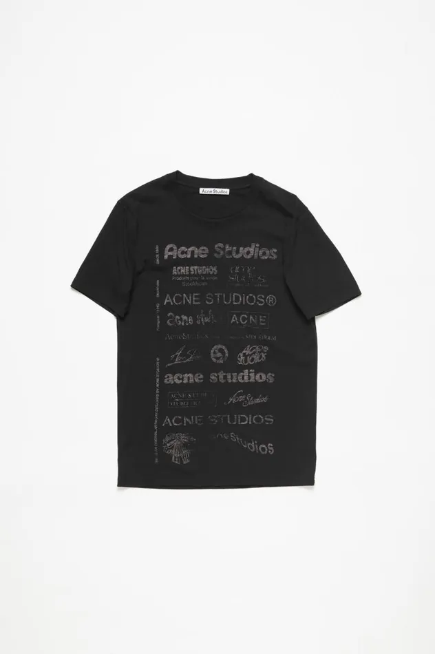 Acne Studios Logo Tshirt 8211 Relaxed Fit Black Women Tshirts