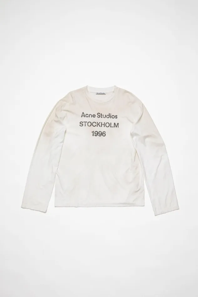 Acne Studios Logo Tshirt 8211 Relaxed Fit Dusty White Women Tshirts