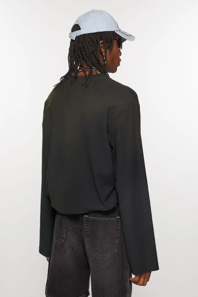 Acne Studios Logo Tshirt 8211 Relaxed Fit Faded Black Women Tshirts