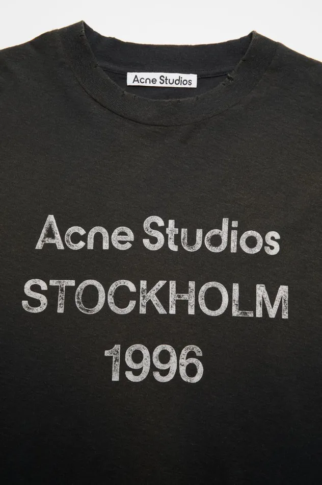 Acne Studios Logo Tshirt 8211 Relaxed Fit Faded Black Women Tshirts