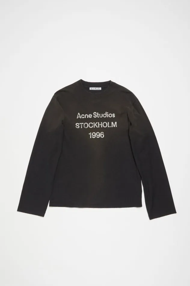 Acne Studios Logo Tshirt 8211 Relaxed Fit Faded Black Women Tshirts