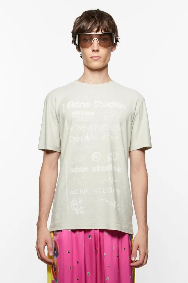 Acne Studios Logo Tshirt 8211 Relaxed Fit Herb Green Women Tshirts