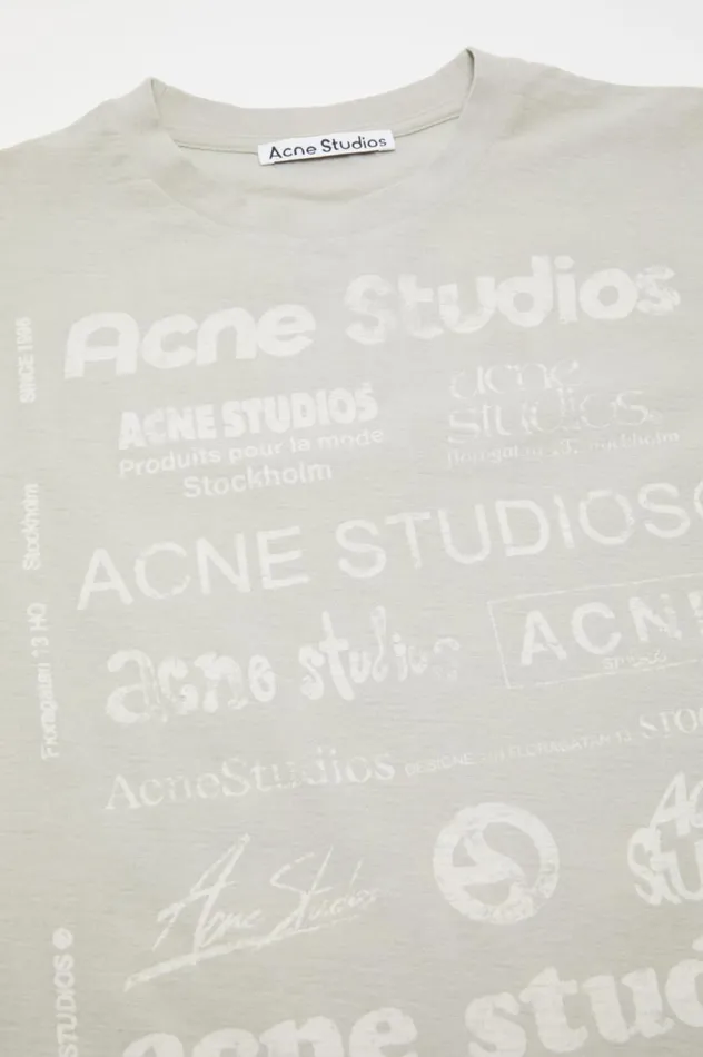 Acne Studios Logo Tshirt 8211 Relaxed Fit Herb Green Women Tshirts