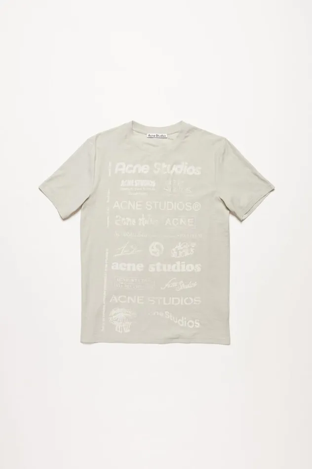 Acne Studios Logo Tshirt 8211 Relaxed Fit Herb Green Women Tshirts