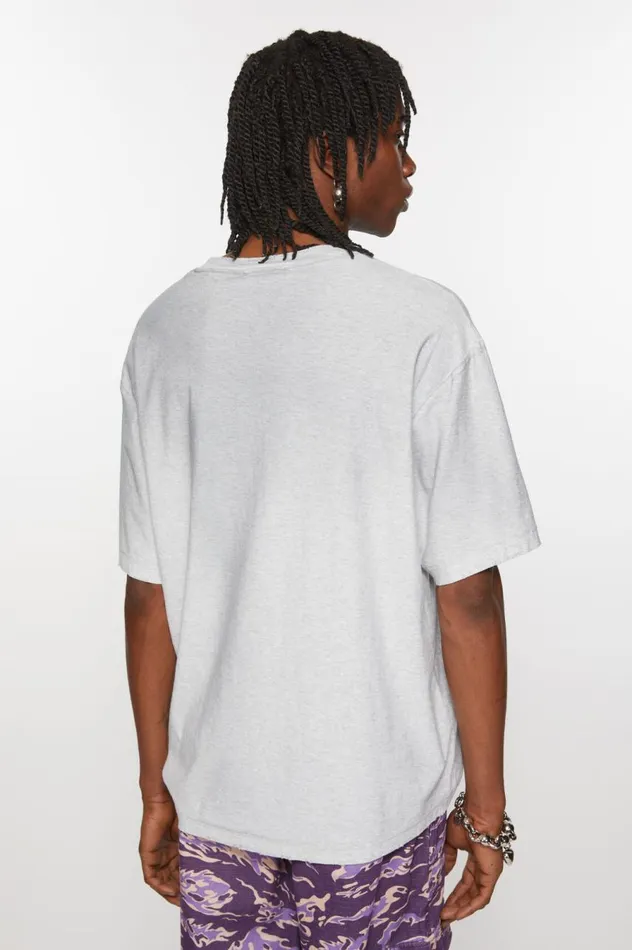 Acne Studios Logo Tshirt 8211 Relaxed Unisex Fit Pale Grey Melange Women Tshirts