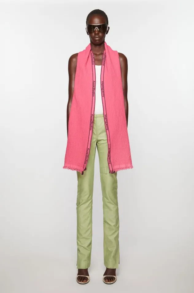 Acne Studios Logo Tape Scarf Pink Women Scarves
