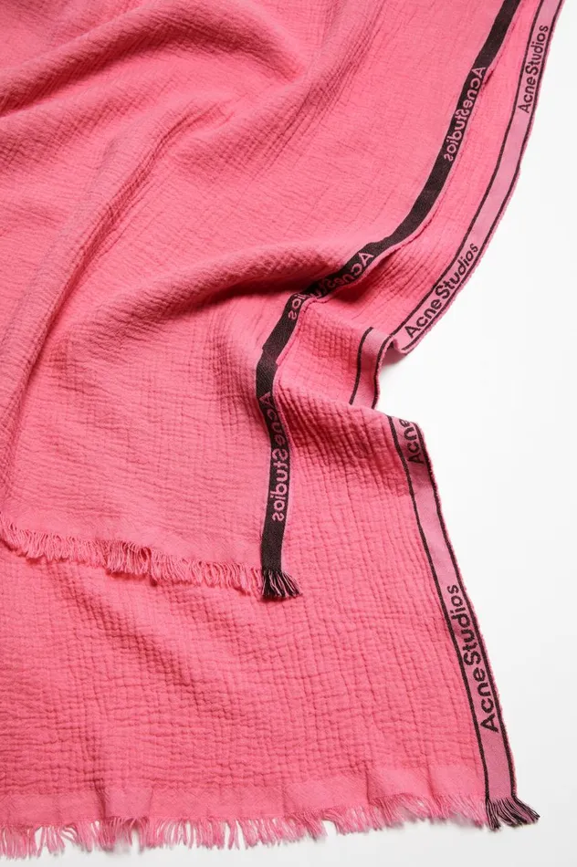 Acne Studios Logo Tape Scarf Pink Women Scarves