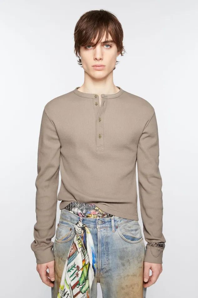 Acne Studios Long Sleeve Tshirt 8211 Fitted Fit Concrete Grey Men Tshirts
