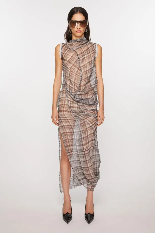 Acne Studios Mesh Check Dress Black Women Dresses