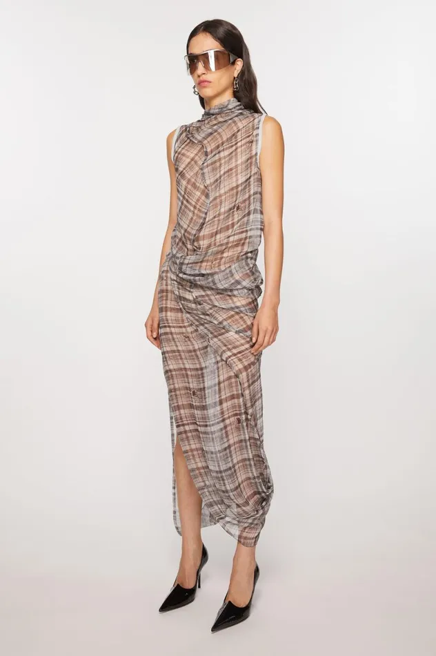 Acne Studios Mesh Check Dress Black Women Dresses