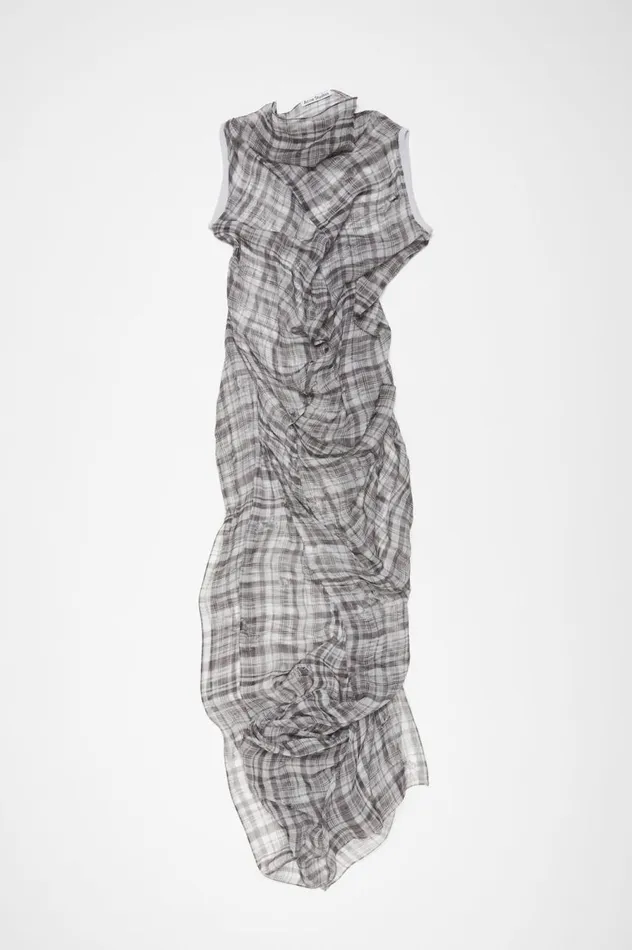 Acne Studios Mesh Check Dress Black Women Dresses
