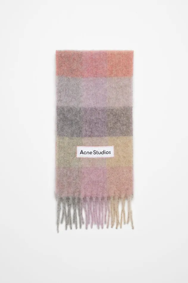 Acne Studios Mohair Checked Scarf Fuchsialilacpink Women Scarves