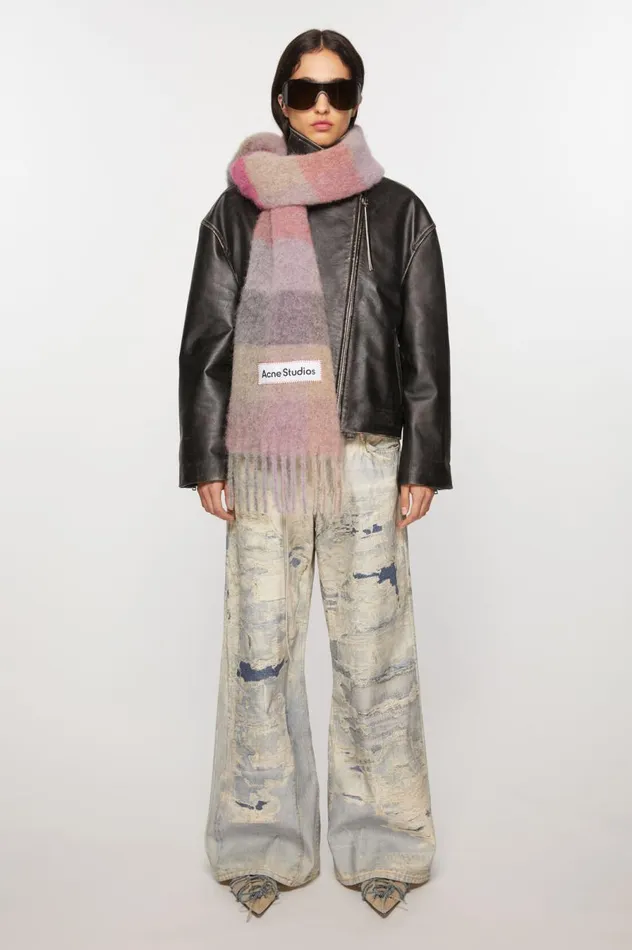 Acne Studios Mohair Checked Scarf Fuchsialilacpink Women Scarves