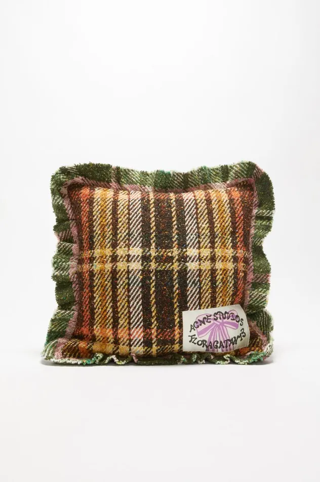 Acne Studios Plaid Pillow Browngreen Women Objects
