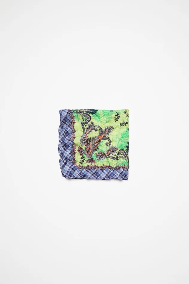 Acne Studios Print Silk Scarf Greenblue Women Scarves