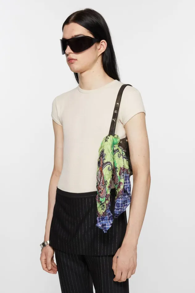 Acne Studios Print Silk Scarf Greenblue Women Scarves