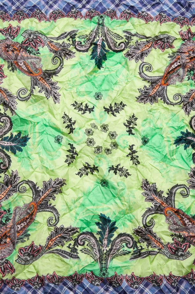 Acne Studios Print Silk Scarf Greenblue Women Scarves