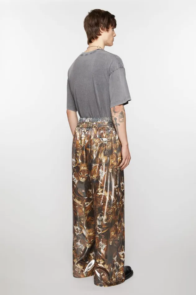 Acne Studios Print Trousers Brownmulti Men Trousers