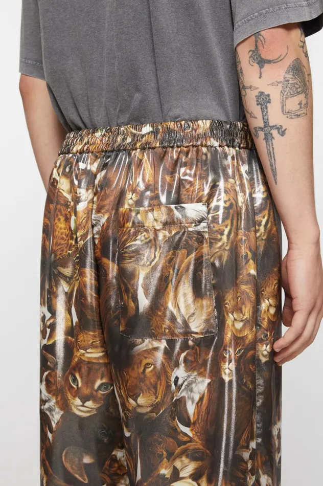Acne Studios Print Trousers Brownmulti Men Trousers