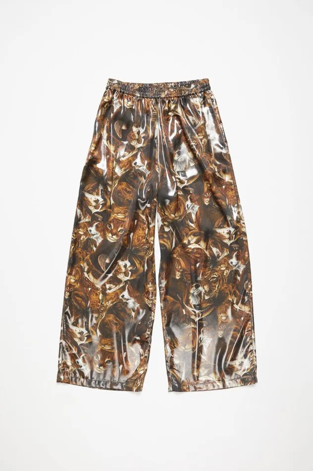 Acne Studios Print Trousers Brownmulti Men Trousers
