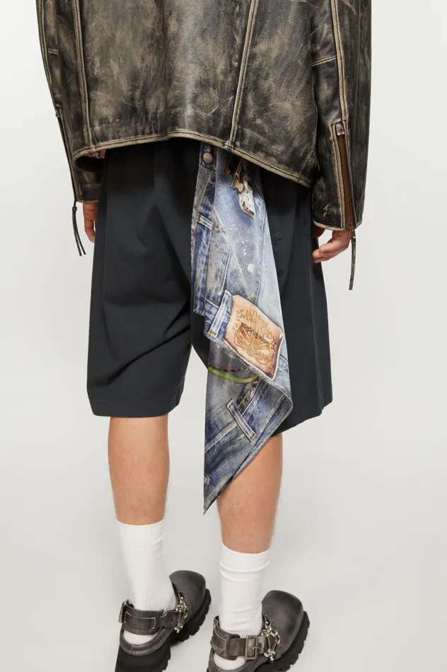 Acne Studios Printed Silk Scarf Denim Blue Women Scarves