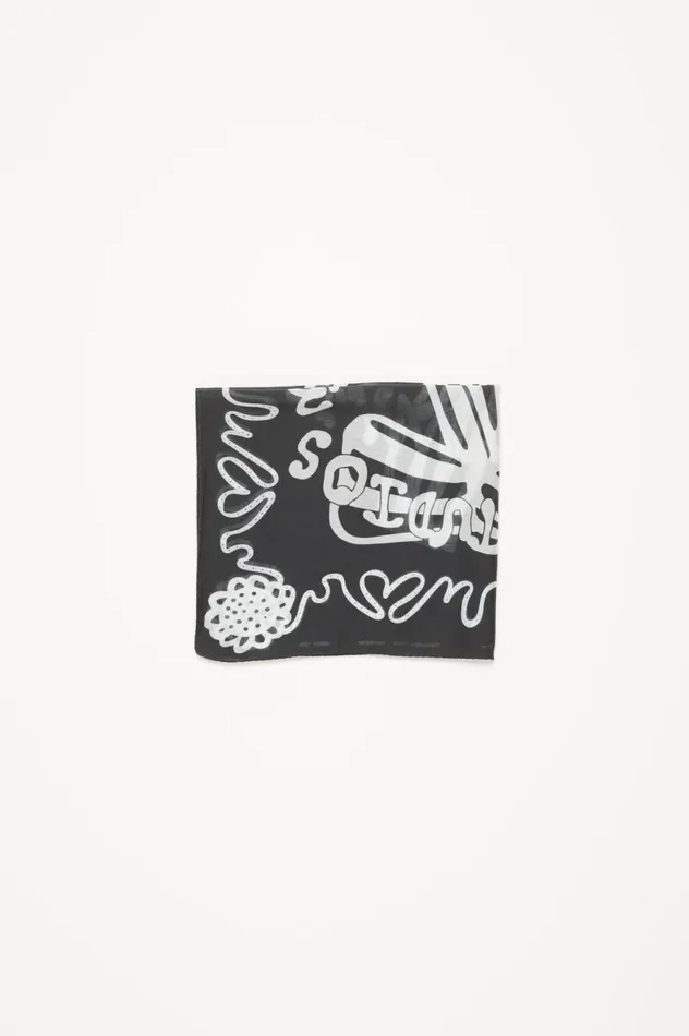 Acne Studios Printed Square Scarf Blackwhite Women Scarves