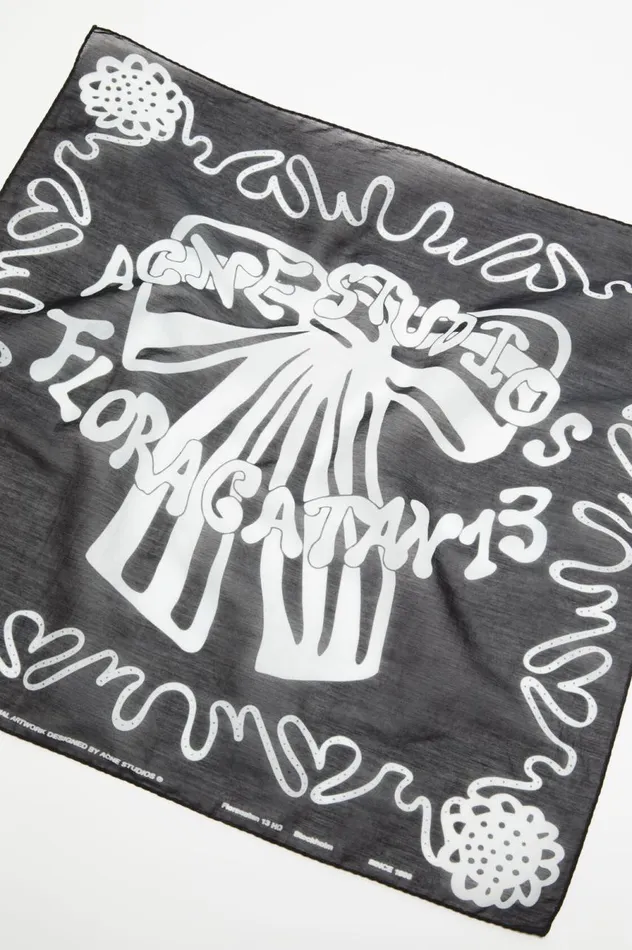 Acne Studios Printed Square Scarf Blackwhite Women Scarves
