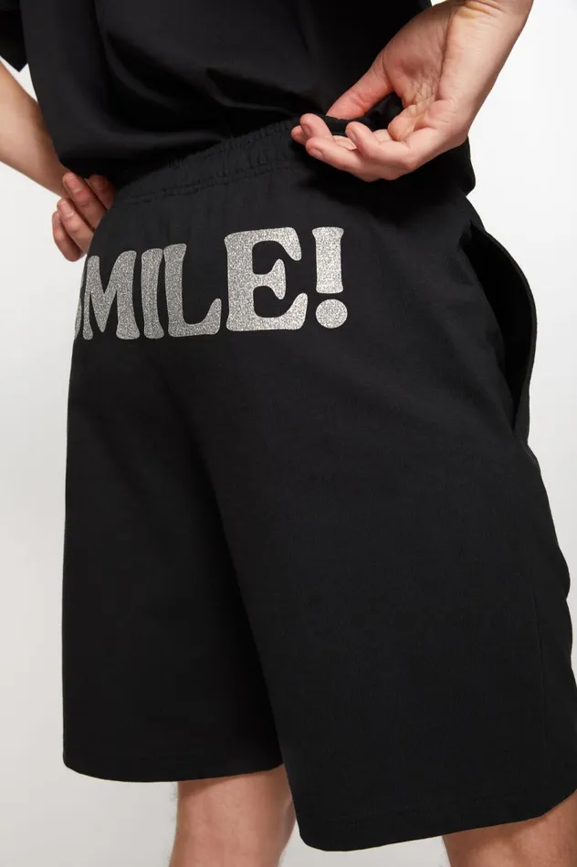 Acne Studios Printed Sweat Shorts Black Women Shorts