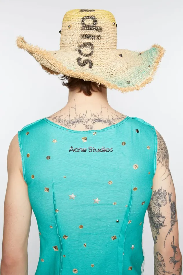 Acne Studios Printed Tank Top Emerald Green Women Tshirts