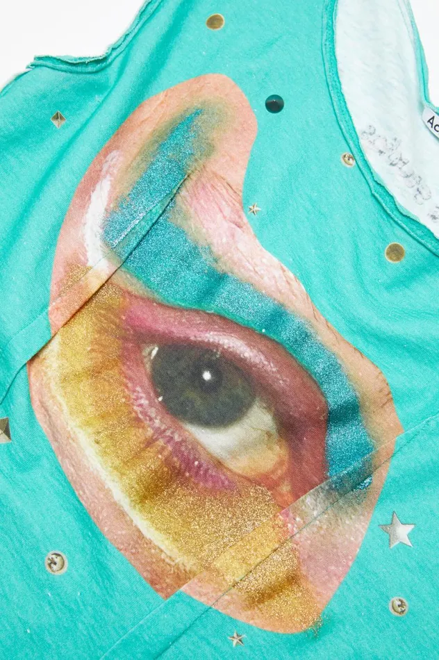 Acne Studios Printed Tank Top Emerald Green Women Tshirts