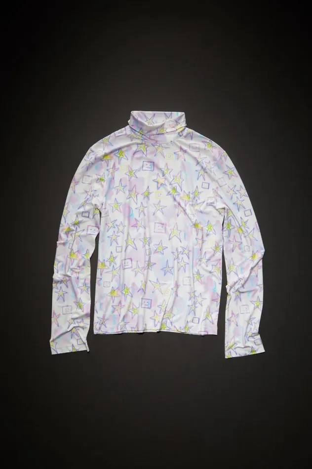 Acne Studios Printed Top 8211 Fitted Fit Pale Pinkmulti Men Tshirts