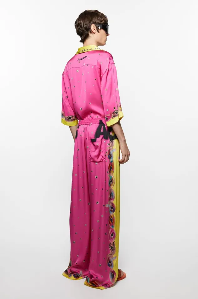 Acne Studios Printed Trousers Fuchsia Pink Men Trousers