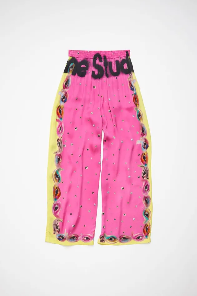 Acne Studios Printed Trousers Fuchsia Pink Men Trousers