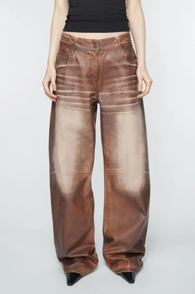 Acne Studios Relaxed Fit Waxed Jeans Caramelwhite Women Jeans