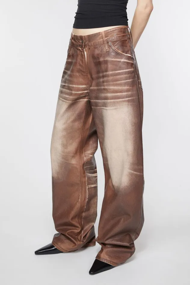 Acne Studios Relaxed Fit Waxed Jeans Caramelwhite Women Jeans