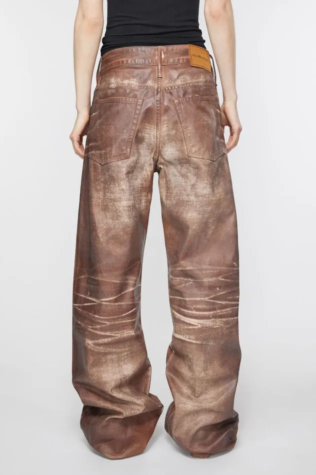 Acne Studios Relaxed Fit Waxed Jeans Caramelwhite Women Jeans