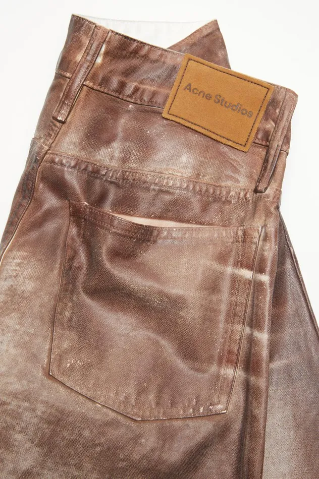 Acne Studios Relaxed Fit Waxed Jeans Caramelwhite Women Jeans