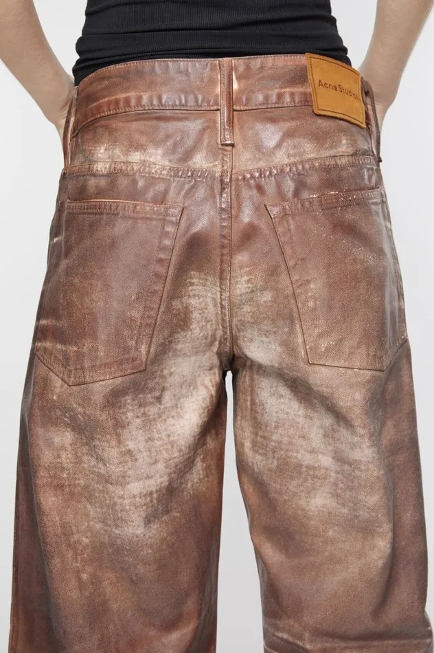 Acne Studios Relaxed Fit Waxed Jeans Caramelwhite Women Jeans