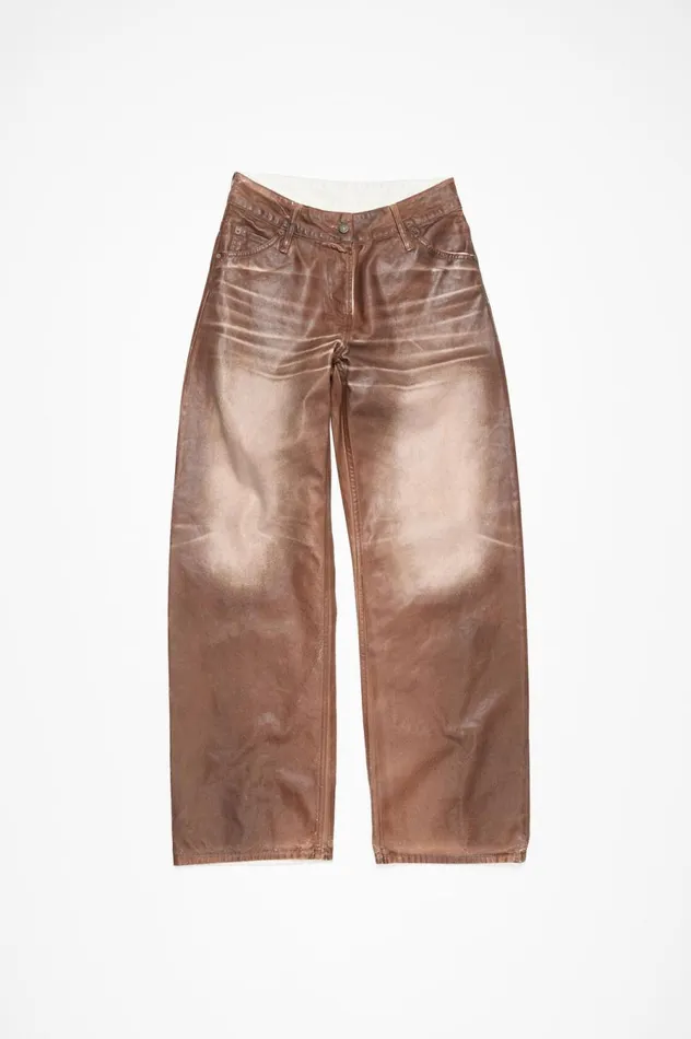 Acne Studios Relaxed Fit Waxed Jeans Caramelwhite Women Jeans