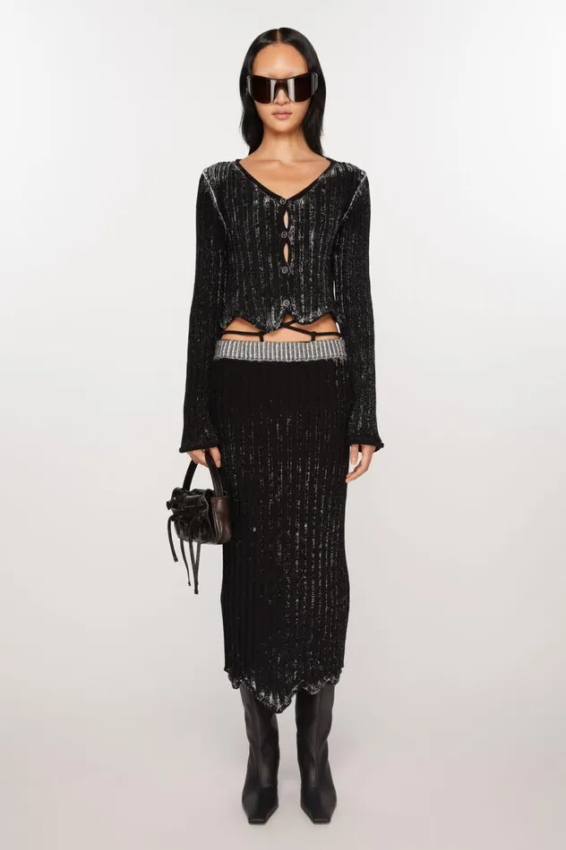 Acne Studios Rib Skirt Blackwhite Women Skirts