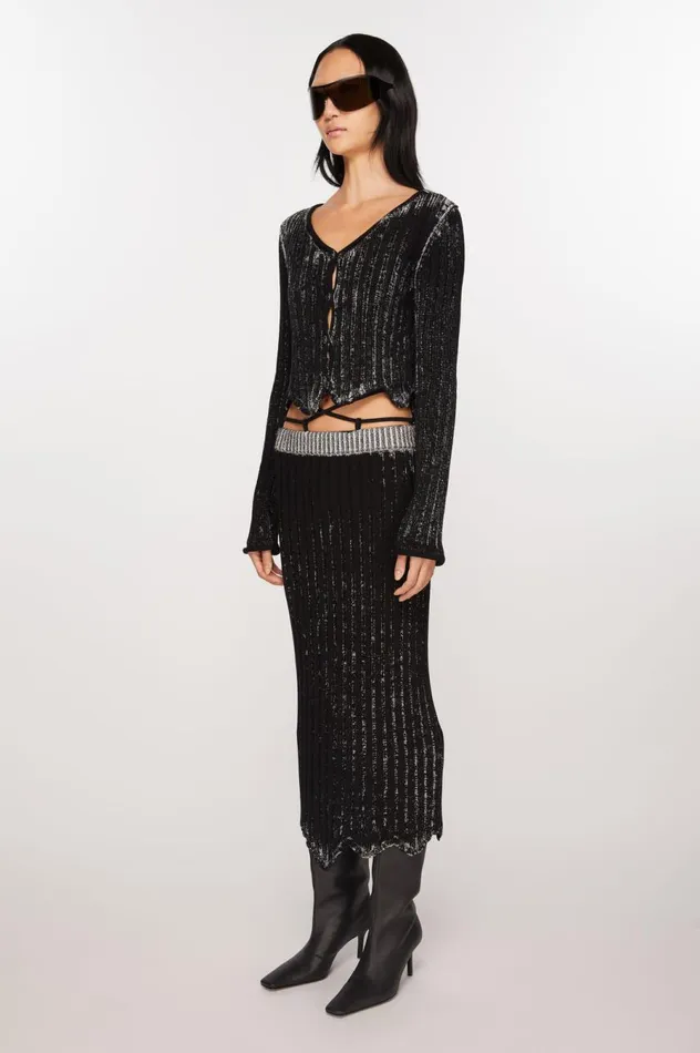 Acne Studios Rib Skirt Blackwhite Women Skirts