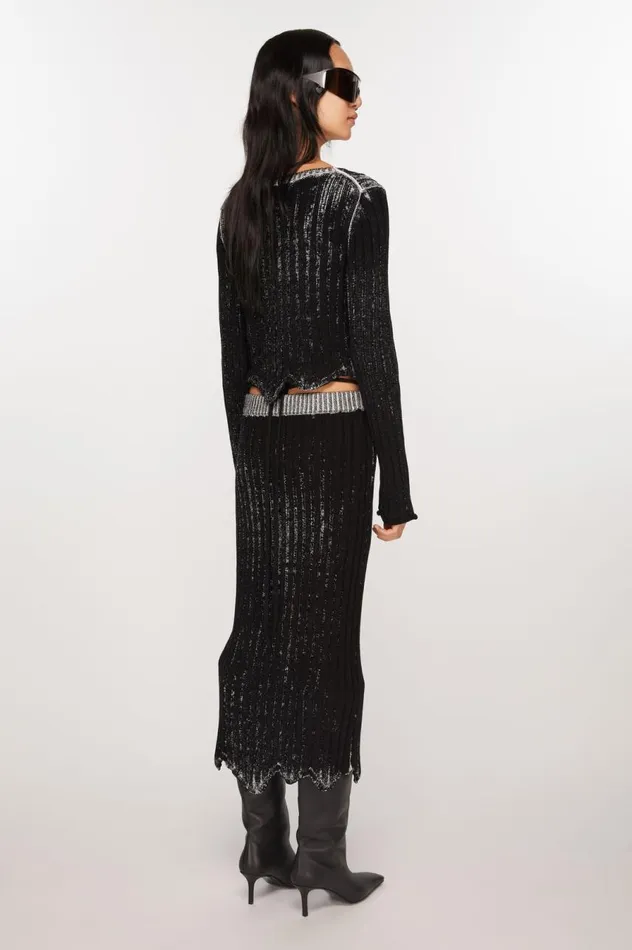 Acne Studios Rib Skirt Blackwhite Women Skirts