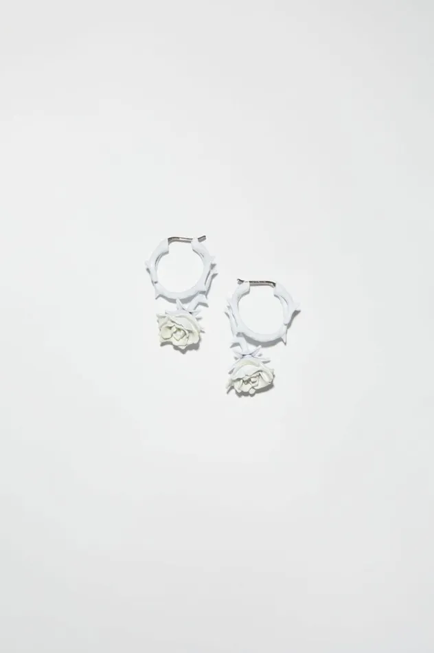 Acne Studios Roses Earrings White Men Jewellery