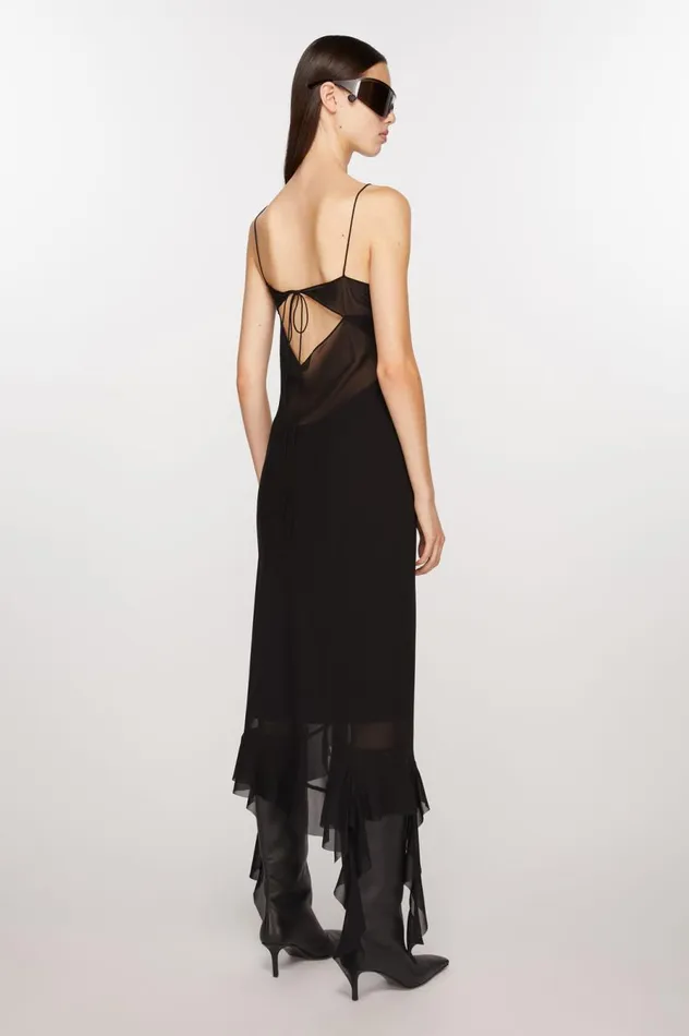 Acne Studios Ruffle Strap Dress Black Women Dresses
